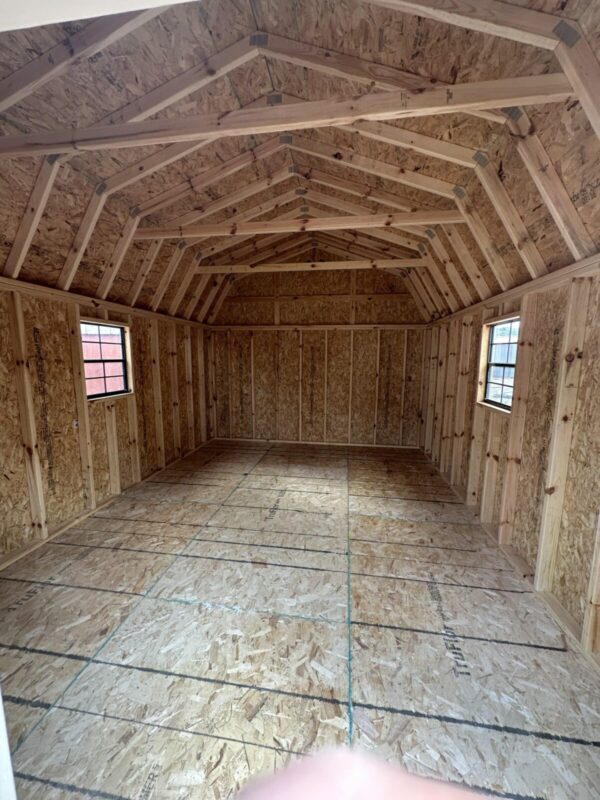 12x16 High Barn shed interior
