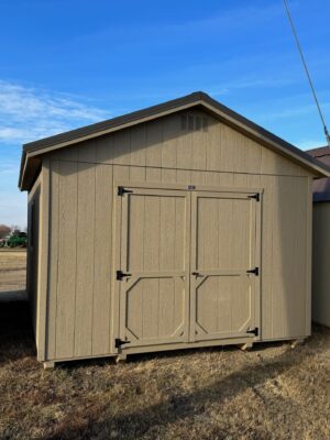 Tan Ranch shed in shed lot