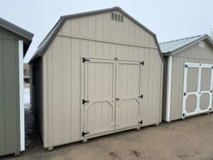 Taupe High Barn shed in shed lot