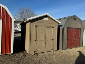 Taupe Ranch shed in shed lot