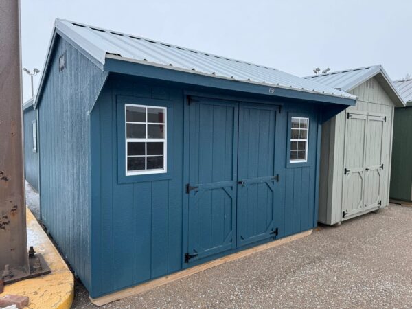 Blue Quaker shed in shed lot