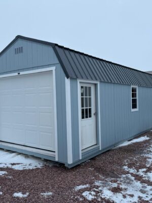 Blue High Barn Garage in shed lot
