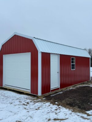 Red High Barn garage in shed lot