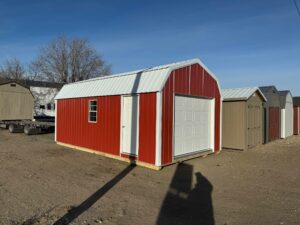 Red High Barn Garage in shed lot