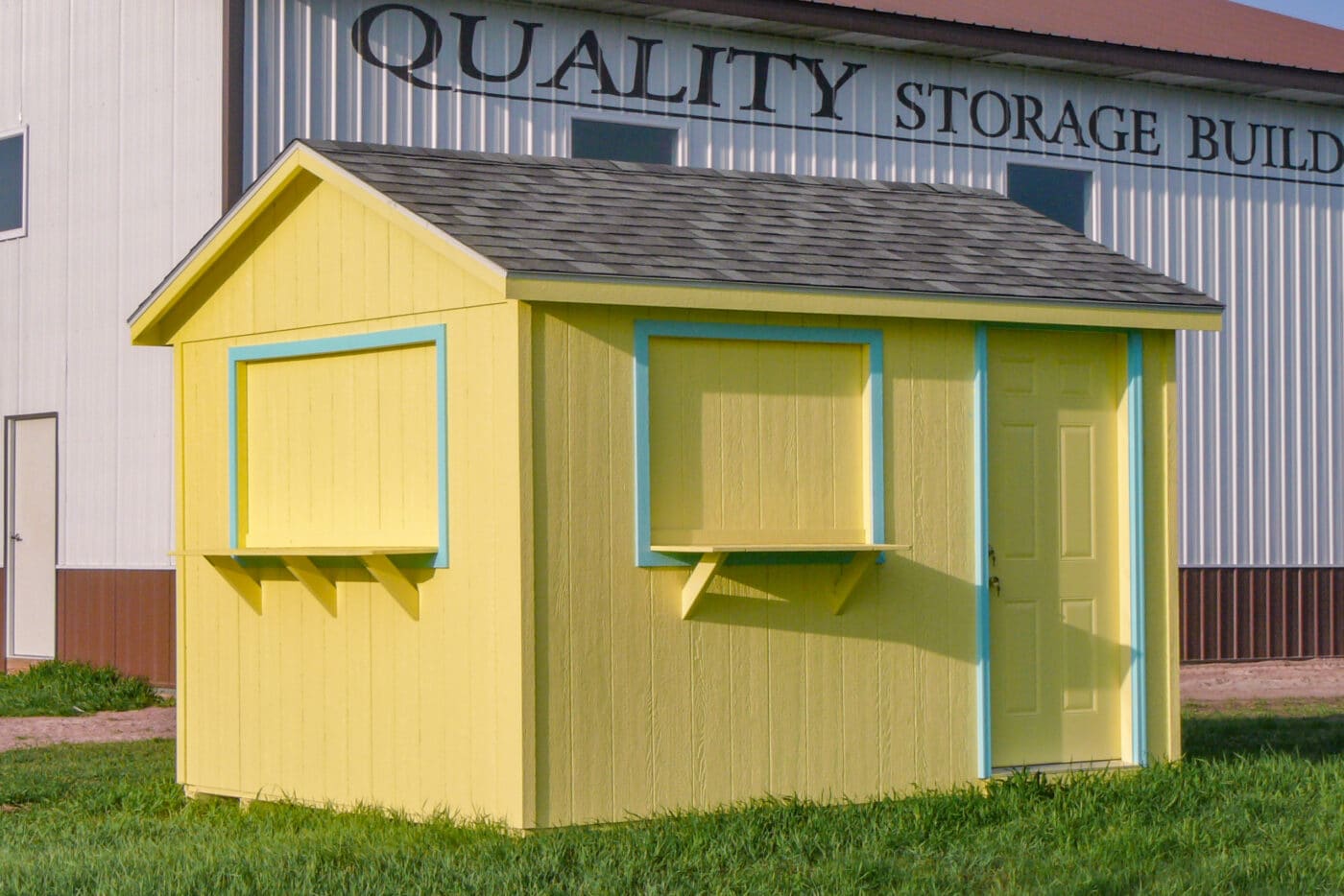 Yellow custom sheds produce stand