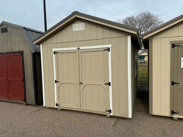 Taupe Ranch shed in shed lot